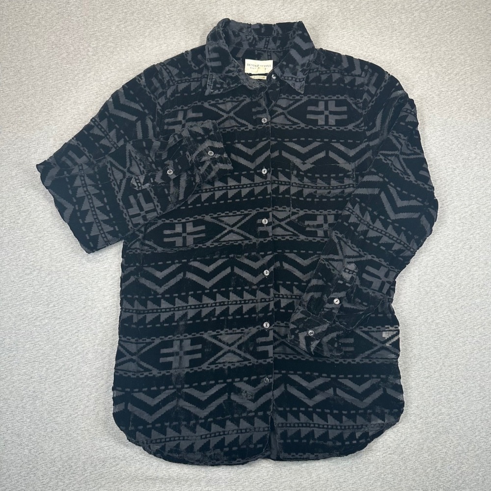 Denim‎ & Supply Ralph Lauren Boyfriend Shirt Womans M Black Velvet Southwestern